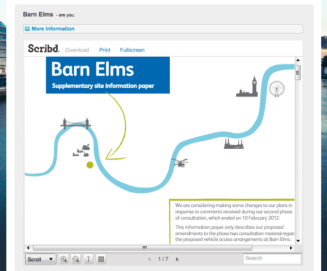 Screenshot of question on Barn Elms with a PDF embedded using the Fact Bank feature