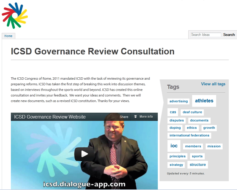 Screenshot of ICSD Governance Review Consultation Page