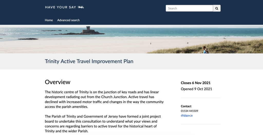 Community engagement: Government of Jersey's Trinity Active Travel Plan on Citizen Space